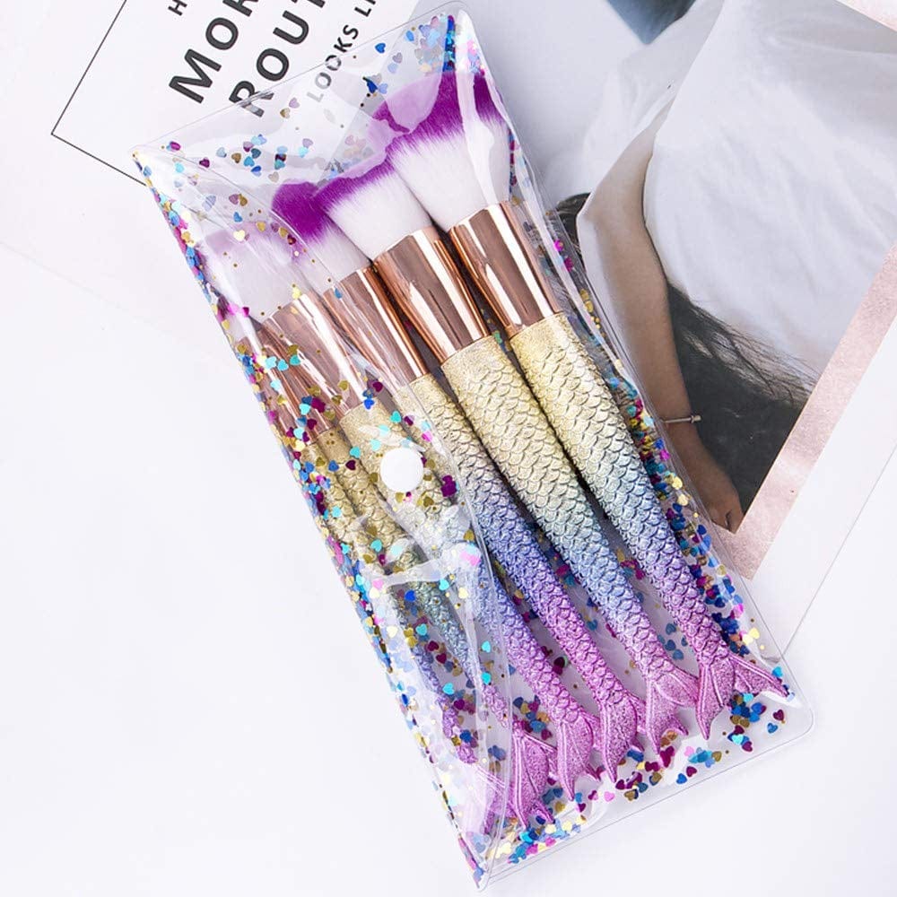 6 Pieces Mermaid Makeup Brush Set Lovely Makeup Brush Kit for Girls Portable Beauty Cosmetic Tools Women Cosmetic Concealer Brush Health & Beauty > Personal Care > Cosmetics > Cosmetic Tools > Makeup Tools L-way   