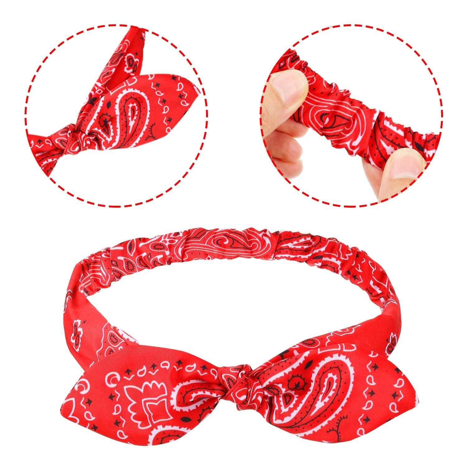 6 Pieces Paisley Bandana Headband Boho Bow for Women with Elastic Yoga Headband Adjustable Turban Headwrap (Style B) Apparel & Accessories > Clothing Accessories > Bandanas & Headties WILLBOND   