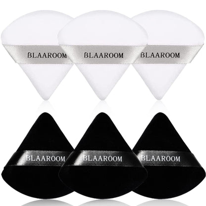 6 Pieces Powder Puff Face Makeup Velour Soft Triangle Powder Puffs - for Loose Powder Mineral Powder Body Powder Wet Dry Cosmetic Foundation Sponge Makeup Tool Health & Beauty > Personal Care > Cosmetics > Cosmetic Tools > Makeup Tools BLAAROOM Black and White  