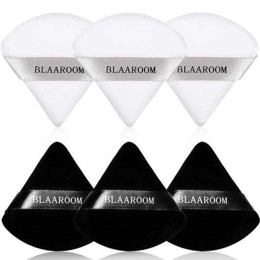 6 Pieces Powder Puff Face Makeup Velour Soft Triangle Powder Puffs - for Loose Powder Mineral Powder Body Powder Wet Dry Cosmetic Foundation Sponge Makeup Tool Health & Beauty > Personal Care > Cosmetics > Cosmetic Tools > Makeup Tools BLAAROOM Black and White  