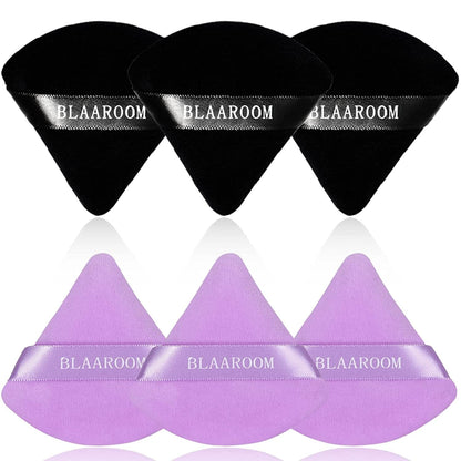 6 Pieces Powder Puff Face Makeup Velour Soft Triangle Powder Puffs - for Loose Powder Mineral Powder Body Powder Wet Dry Cosmetic Foundation Sponge Makeup Tool Health & Beauty > Personal Care > Cosmetics > Cosmetic Tools > Makeup Tools BLAAROOM Black and Purple  
