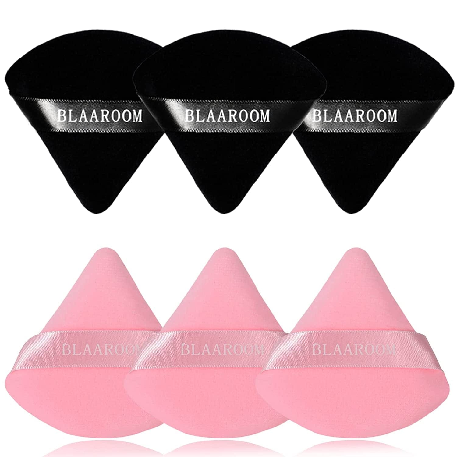 6 Pieces Powder Puff Face Makeup Velour Soft Triangle Powder Puffs - for Loose Powder Mineral Powder Body Powder Wet Dry Cosmetic Foundation Sponge Makeup Tool Health & Beauty > Personal Care > Cosmetics > Cosmetic Tools > Makeup Tools BLAAROOM Black and Pink  