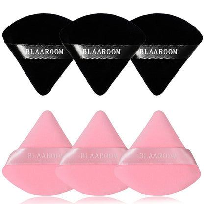 6 Pieces Powder Puff Face Makeup Velour Soft Triangle Powder Puffs - for Loose Powder Mineral Powder Body Powder Wet Dry Cosmetic Foundation Sponge Makeup Tool Health & Beauty > Personal Care > Cosmetics > Cosmetic Tools > Makeup Tools BLAAROOM Black and Pink  