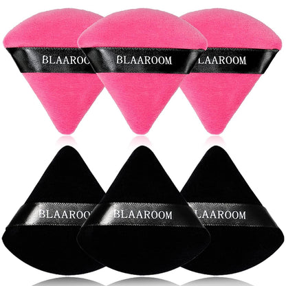 6 Pieces Powder Puff Face Makeup Velour Soft Triangle Powder Puffs - for Loose Powder Mineral Powder Body Powder Wet Dry Cosmetic Foundation Sponge Makeup Tool Health & Beauty > Personal Care > Cosmetics > Cosmetic Tools > Makeup Tools BLAAROOM Black and Rose Red  