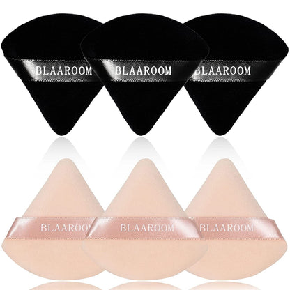 6 Pieces Powder Puff Face Makeup Velour Soft Triangle Powder Puffs - for Loose Powder Mineral Powder Body Powder Wet Dry Cosmetic Foundation Sponge Makeup Tool Health & Beauty > Personal Care > Cosmetics > Cosmetic Tools > Makeup Tools BLAAROOM Black and Nude  