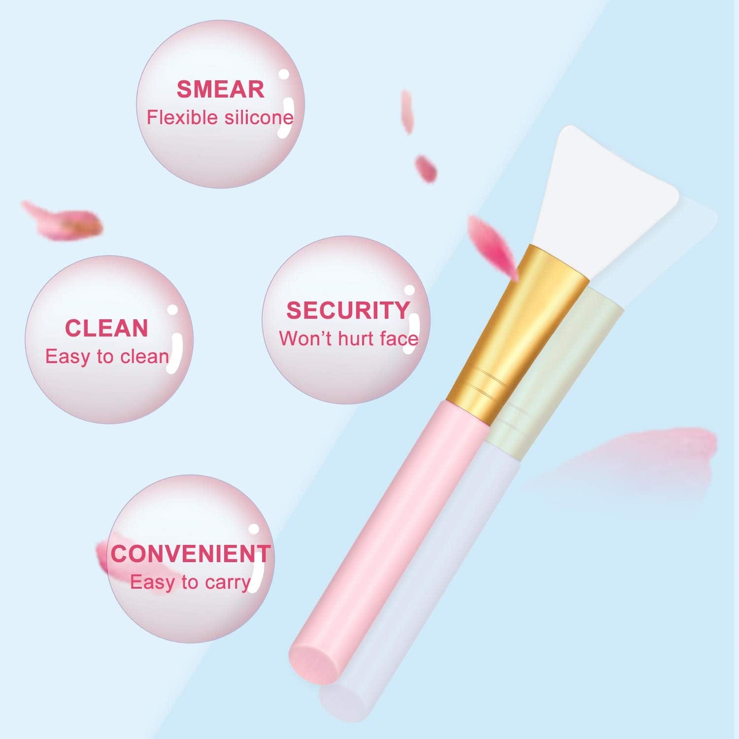 6 Pieces Silicone Face Mask Brushes Soft Facial Clay Mud Mask Applicator Brush for Foundation, Cosmetic Mask, Body Lotion and Body Butter Beauty Tools Health & Beauty > Personal Care > Cosmetics > Cosmetic Tools > Makeup Tools Boao   