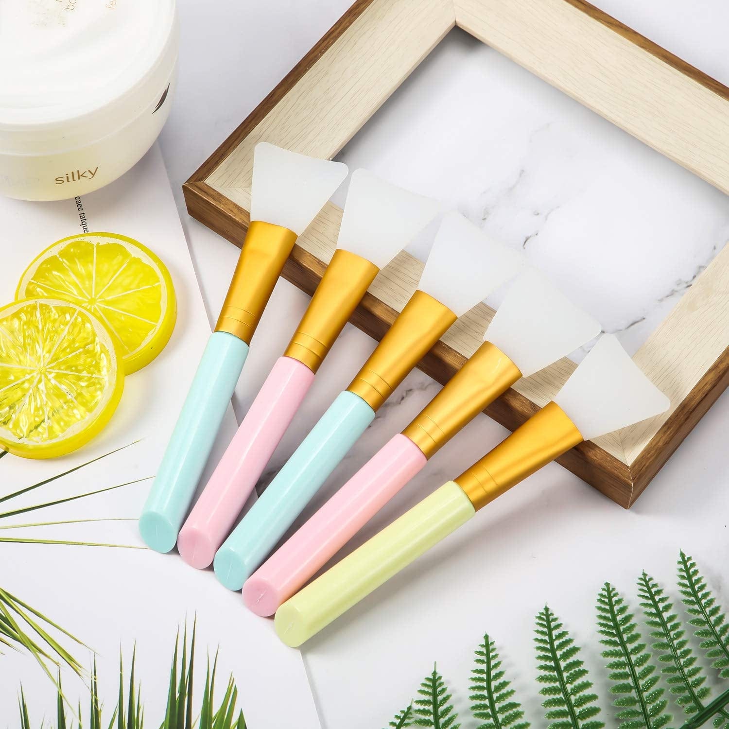 6 Pieces Silicone Face Mask Brushes Soft Facial Clay Mud Mask Applicator Brush for Foundation, Cosmetic Mask, Body Lotion and Body Butter Beauty Tools Health & Beauty > Personal Care > Cosmetics > Cosmetic Tools > Makeup Tools Boao   