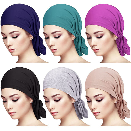 6 Pieces Slip-On Pre-Tied Scarf Caps Women Turban Hat Beanie Head Scarf Head Wrap Headwear for Women Girls (Soft Colors) Apparel & Accessories > Clothing Accessories > Headwear Syhood Soft Colors  