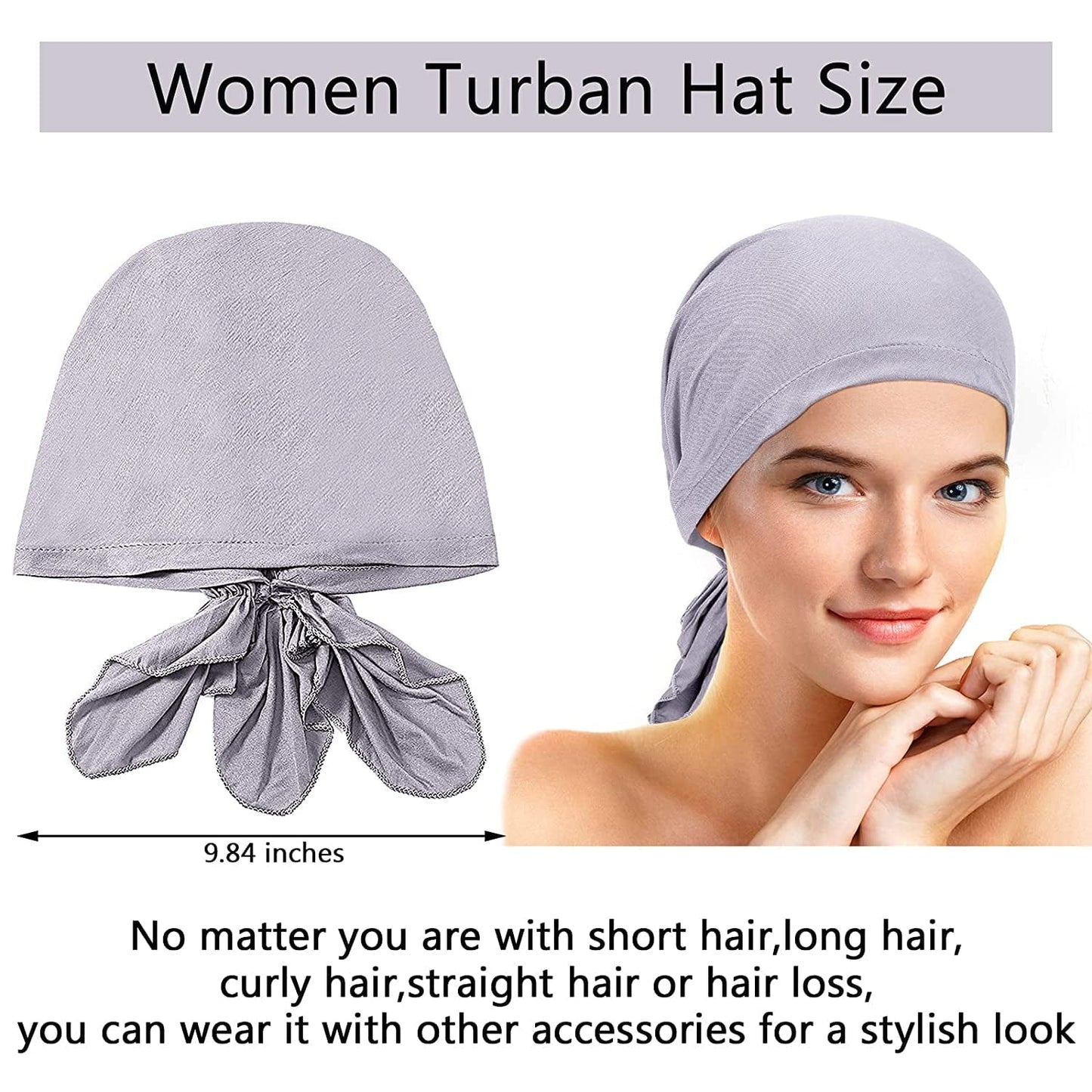 6 Pieces Slip-On Pre-Tied Scarf Caps Women Turban Hat Beanie Head Scarf Head Wrap Headwear for Women Girls (Soft Colors) Apparel & Accessories > Clothing Accessories > Headwear Syhood   