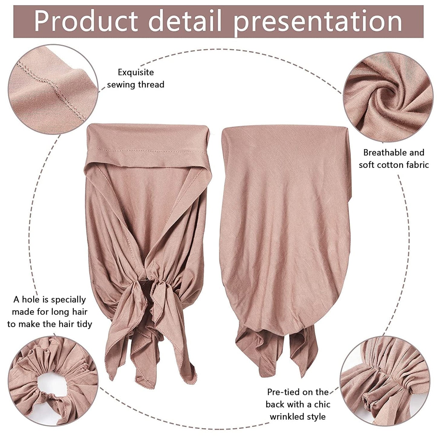 6 Pieces Slip-On Pre-Tied Scarf Caps Women Turban Hat Beanie Head Scarf Head Wrap Headwear for Women Girls (Soft Colors) Apparel & Accessories > Clothing Accessories > Headwear Syhood   