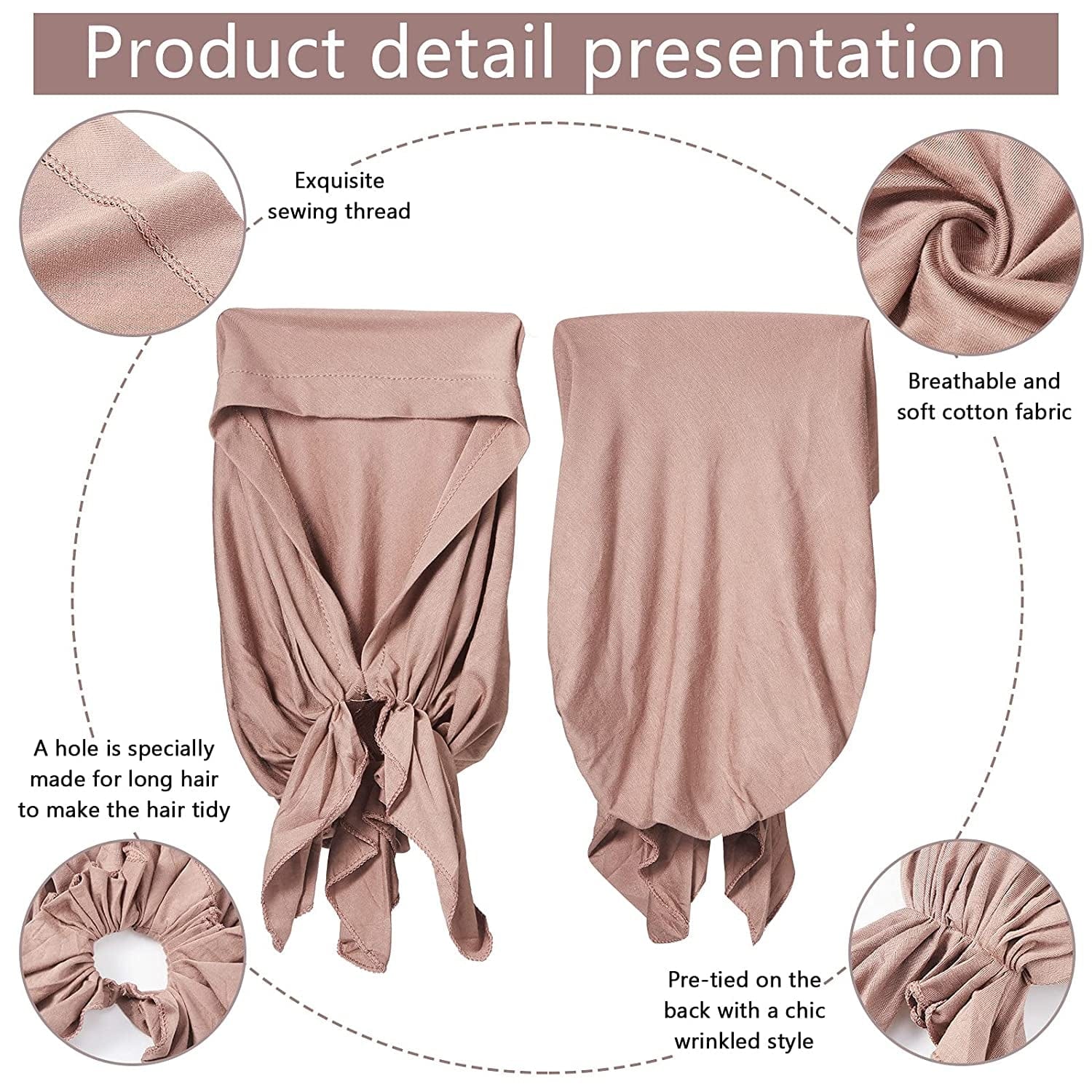 6 Pieces Slip-On Pre-Tied Scarf Caps Women Turban Hat Beanie Head Scarf Head Wrap Headwear for Women Girls (Soft Colors) Apparel & Accessories > Clothing Accessories > Headwear Syhood   