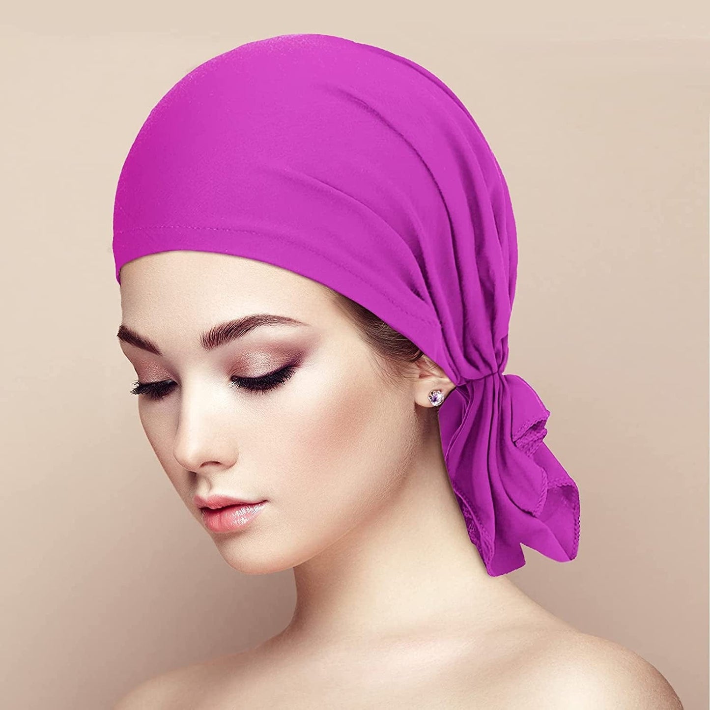 6 Pieces Slip-On Pre-Tied Scarf Caps Women Turban Hat Beanie Head Scarf Head Wrap Headwear for Women Girls (Soft Colors) Apparel & Accessories > Clothing Accessories > Headwear Syhood   