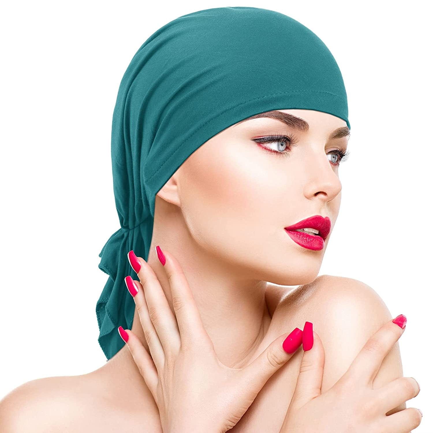 6 Pieces Slip-On Pre-Tied Scarf Caps Women Turban Hat Beanie Head Scarf Head Wrap Headwear for Women Girls (Soft Colors) Apparel & Accessories > Clothing Accessories > Headwear Syhood   