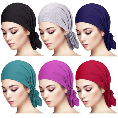 6 Pieces Slip-On Pre-Tied Scarf Caps Women Turban Hat Beanie Head Scarf Head Wrap Headwear for Women Girls (Soft Colors) Apparel & Accessories > Clothing Accessories > Headwear Syhood Mix Color  