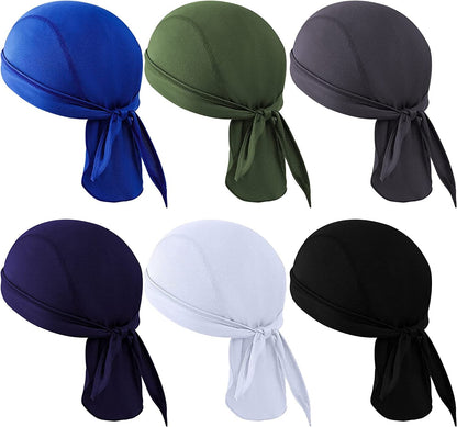 6 Pieces Sweat Wicking Head Wrap Helmet Liner Skull Cap Breathable Dew Do Rags for Outdoor Activities Apparel & Accessories > Clothing Accessories > Bandanas & Headties XDRISONY   