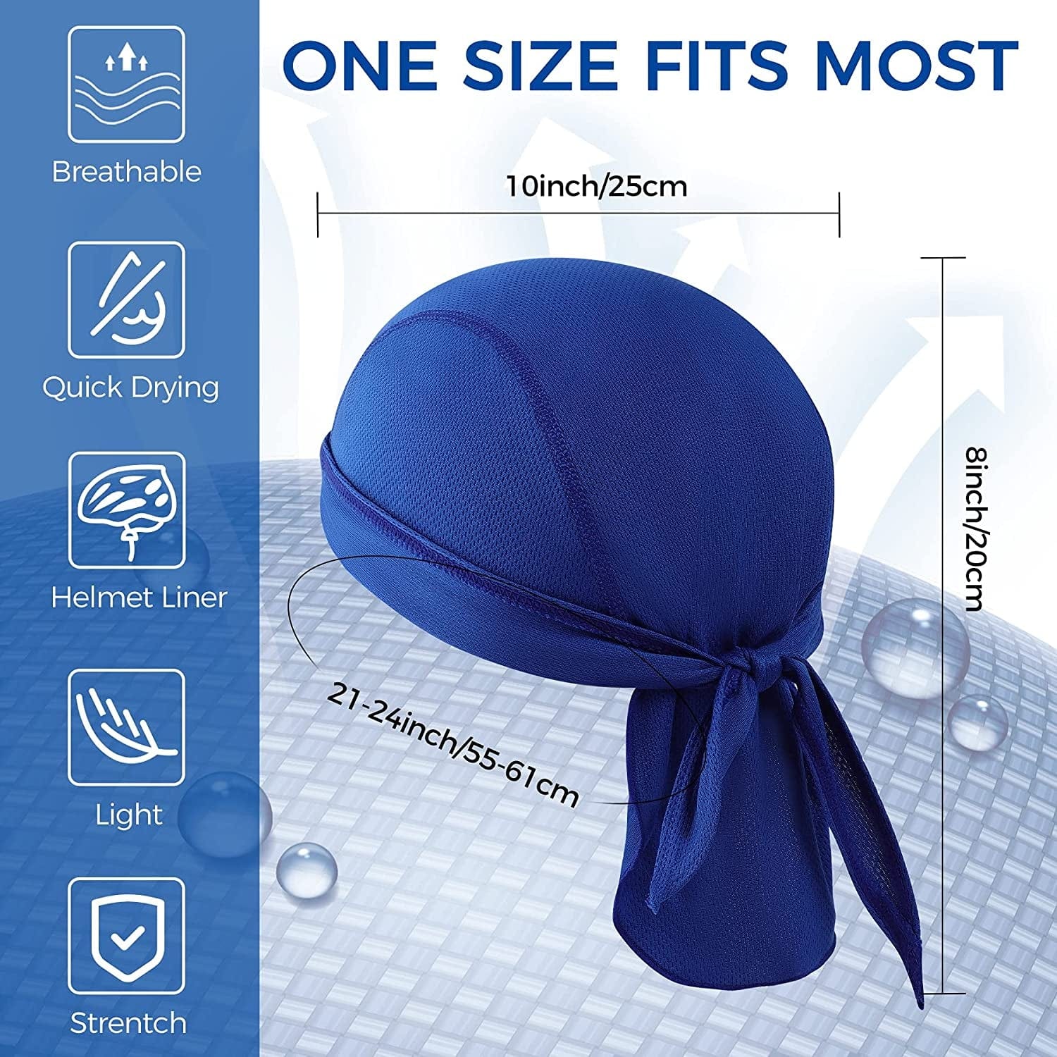 6 Pieces Sweat Wicking Head Wrap Helmet Liner Skull Cap Breathable Dew Do Rags for Outdoor Activities Apparel & Accessories > Clothing Accessories > Bandanas & Headties XDRISONY   