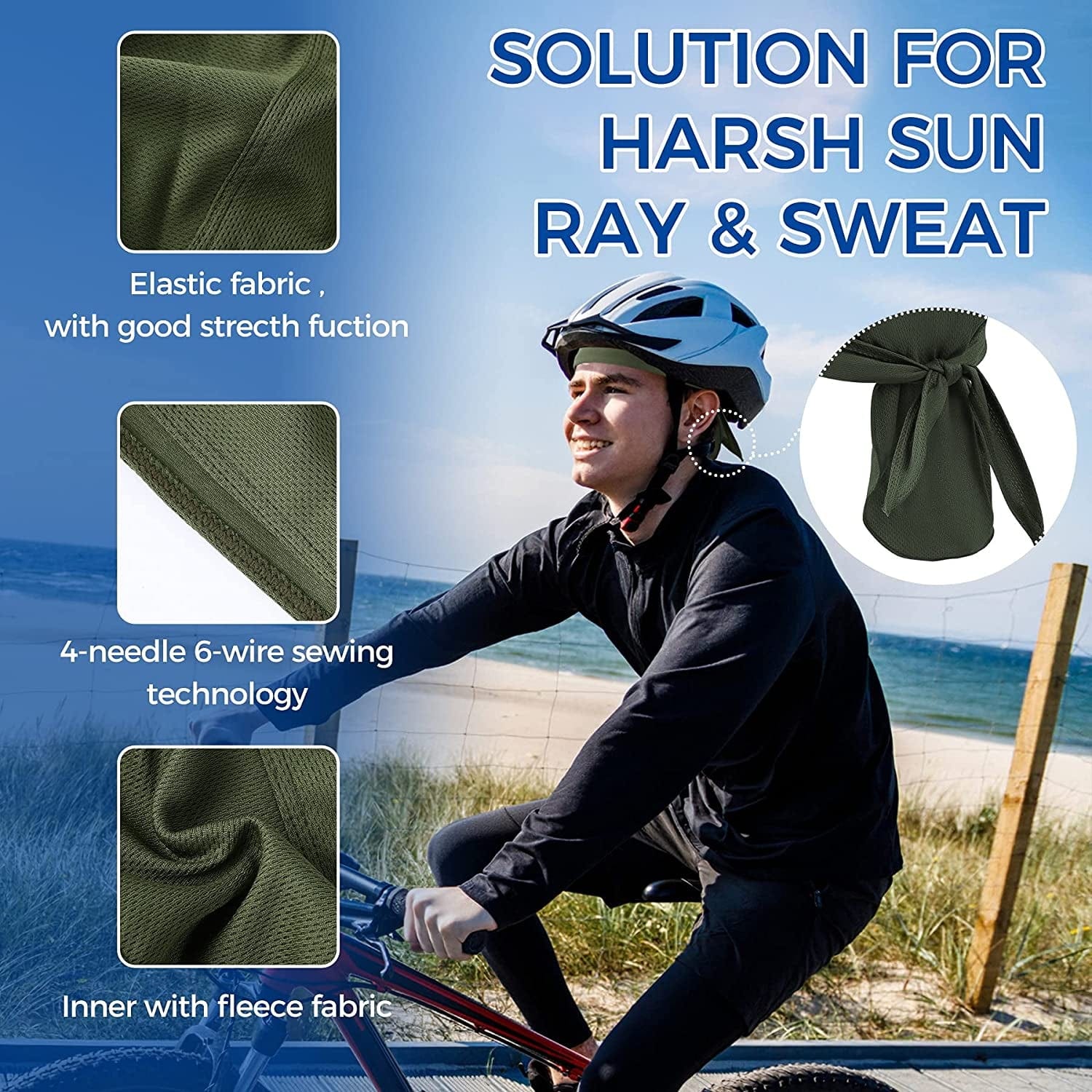 6 Pieces Sweat Wicking Head Wrap Helmet Liner Skull Cap Breathable Dew Do Rags for Outdoor Activities Apparel & Accessories > Clothing Accessories > Bandanas & Headties XDRISONY   