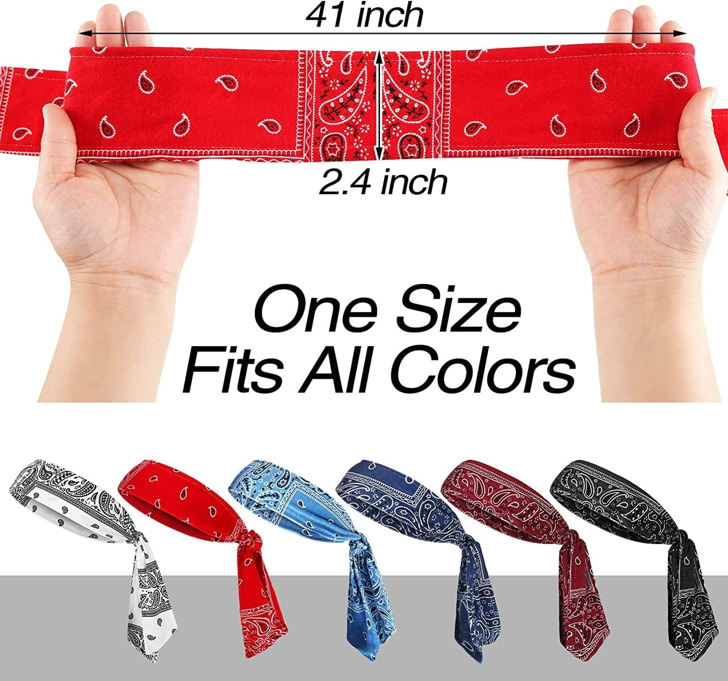 6 Pieces Tie Headband for Men Women Elastic Bandana Headband Adjustable Athletic Hair Band Bandana Sweat Wicking Headband Hair Wrap Sports Head Band Non Slip Yoga Workout Sweatbands Apparel & Accessories > Clothing Accessories > Bandanas & Headties Charniol   