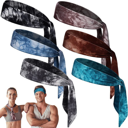 6 Pieces Tie on Headband Men Sport Tie Back Headband Women Wicking Hairband Bandana Tie Stretchy Workout Sweatbands for Basketball, Running, Tennis, Karate, Athletics Apparel & Accessories > Clothing Accessories > Bandanas & Headties Jerify   