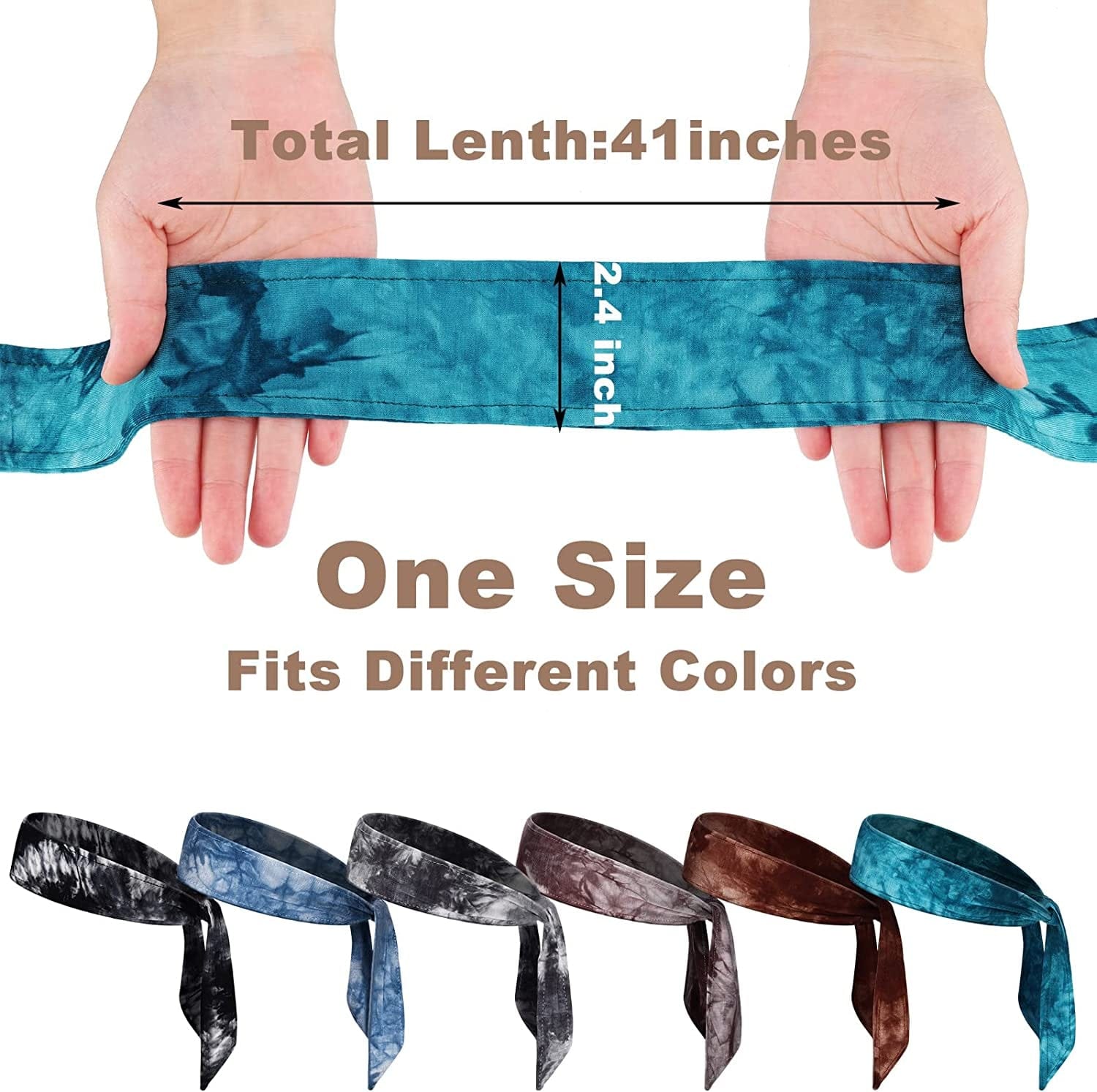 6 Pieces Tie on Headband Men Sport Tie Back Headband Women Wicking Hairband Bandana Tie Stretchy Workout Sweatbands for Basketball, Running, Tennis, Karate, Athletics Apparel & Accessories > Clothing Accessories > Bandanas & Headties Jerify   