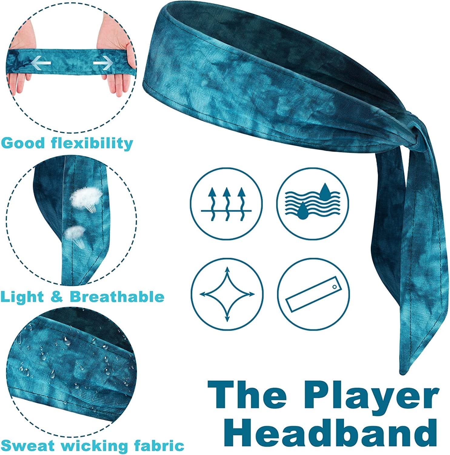 6 Pieces Tie on Headband Men Sport Tie Back Headband Women Wicking Hairband Bandana Tie Stretchy Workout Sweatbands for Basketball, Running, Tennis, Karate, Athletics Apparel & Accessories > Clothing Accessories > Bandanas & Headties Jerify   