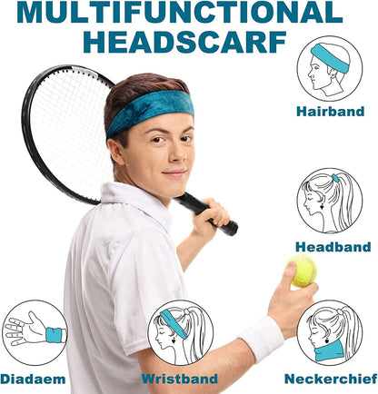 6 Pieces Tie on Headband Men Sport Tie Back Headband Women Wicking Hairband Bandana Tie Stretchy Workout Sweatbands for Basketball, Running, Tennis, Karate, Athletics Apparel & Accessories > Clothing Accessories > Bandanas & Headties Jerify   