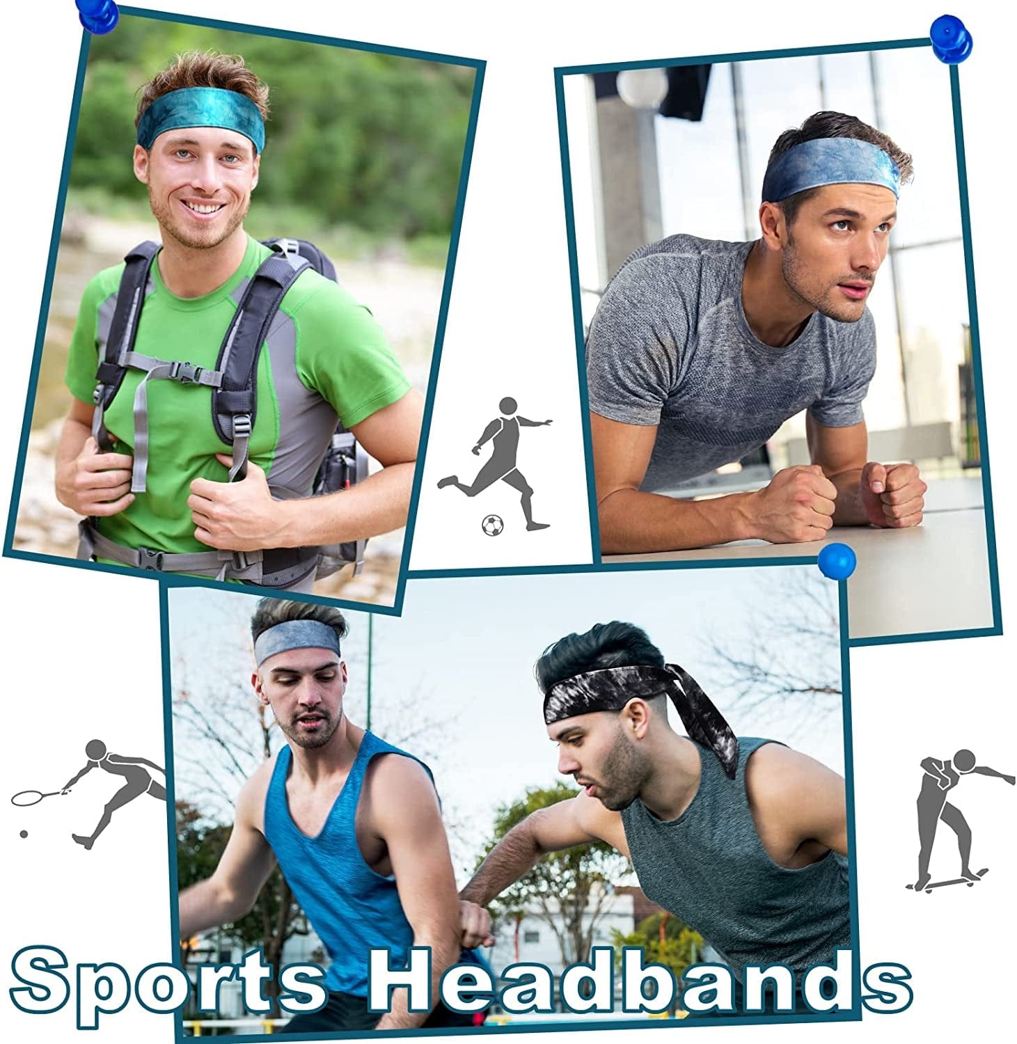 6 Pieces Tie on Headband Men Sport Tie Back Headband Women Wicking Hairband Bandana Tie Stretchy Workout Sweatbands for Basketball, Running, Tennis, Karate, Athletics Apparel & Accessories > Clothing Accessories > Bandanas & Headties Jerify   