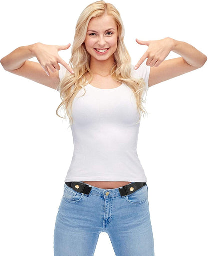 6 Pieces Unisex No Buckle Stretch Belt Adjustable No Buckle Waist Belt Invisible Elastic Belt for Jeans Pants Skirts Apparel & Accessories > Clothing Accessories > Belts Syhood   