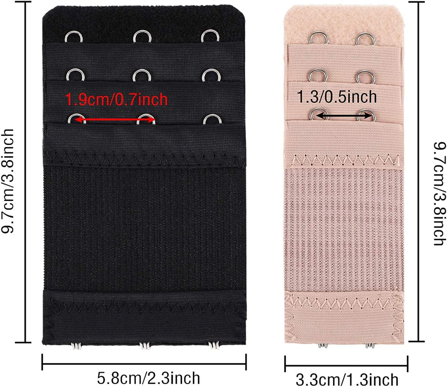 6 Pieces Women'S Bra Extenders Elastic Stretchy Bra Extension Strap, 3 Rows X 3 Hooks, 3 Rows X 2 Hooks (3 Rows X 3 Hooks, 3 Rows X 2 Hooks, Color Set 1)