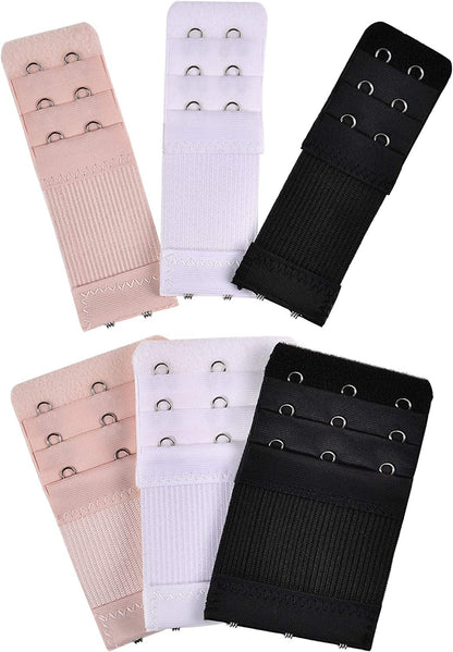 6 Pieces Women'S Bra Extenders Elastic Stretchy Bra Extension Strap, 3 Rows X 3 Hooks, 3 Rows X 2 Hooks (3 Rows X 3 Hooks, 3 Rows X 2 Hooks, Color Set 1)