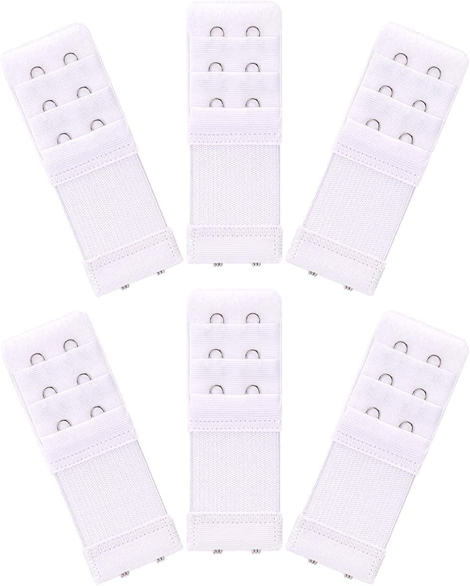 6 Pieces Women'S Soft Comfortable Elastic Bra Extenders Bra Extension Strap 2 Hook 3 Row Lady'S Bra Extender Bra Band White