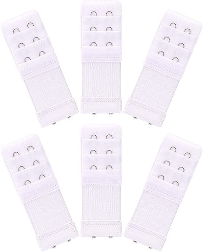 6 Pieces Women'S Soft Comfortable Elastic Bra Extenders Bra Extension Strap 2 Hook 3 Row Lady'S Bra Extender Bra Band White