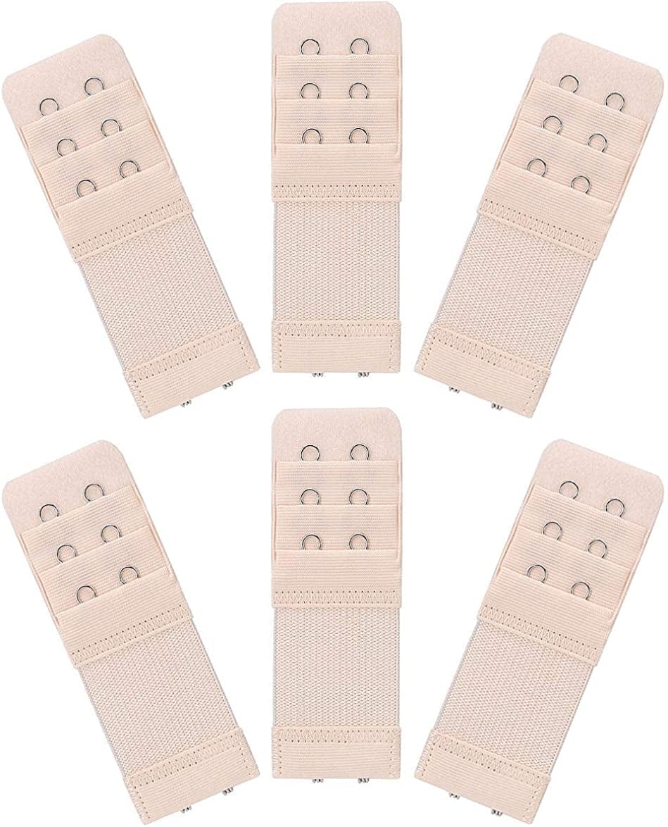 6 Pieces Women'S Soft Comfortable Elastic Bra Extenders Bra Extension Strap 2 Hook 3 Row Lady'S Bra Extender Bra Band Skin Color