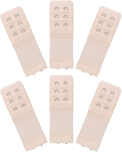 6 Pieces Women'S Soft Comfortable Elastic Bra Extenders Bra Extension Strap 2 Hook 3 Row Lady'S Bra Extender Bra Band Skin Color
