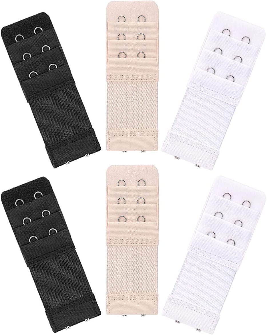 6 Pieces Women'S Soft Comfortable Elastic Bra Extenders Bra Extension Strap 2 Hook 3 Row Lady'S Bra Extender Bra Band Multicolors