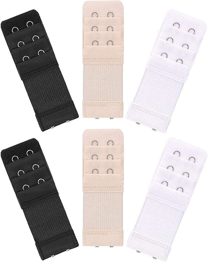6 Pieces Women'S Soft Comfortable Elastic Bra Extenders Bra Extension Strap 2 Hook 3 Row Lady'S Bra Extender Bra Band Multicolors
