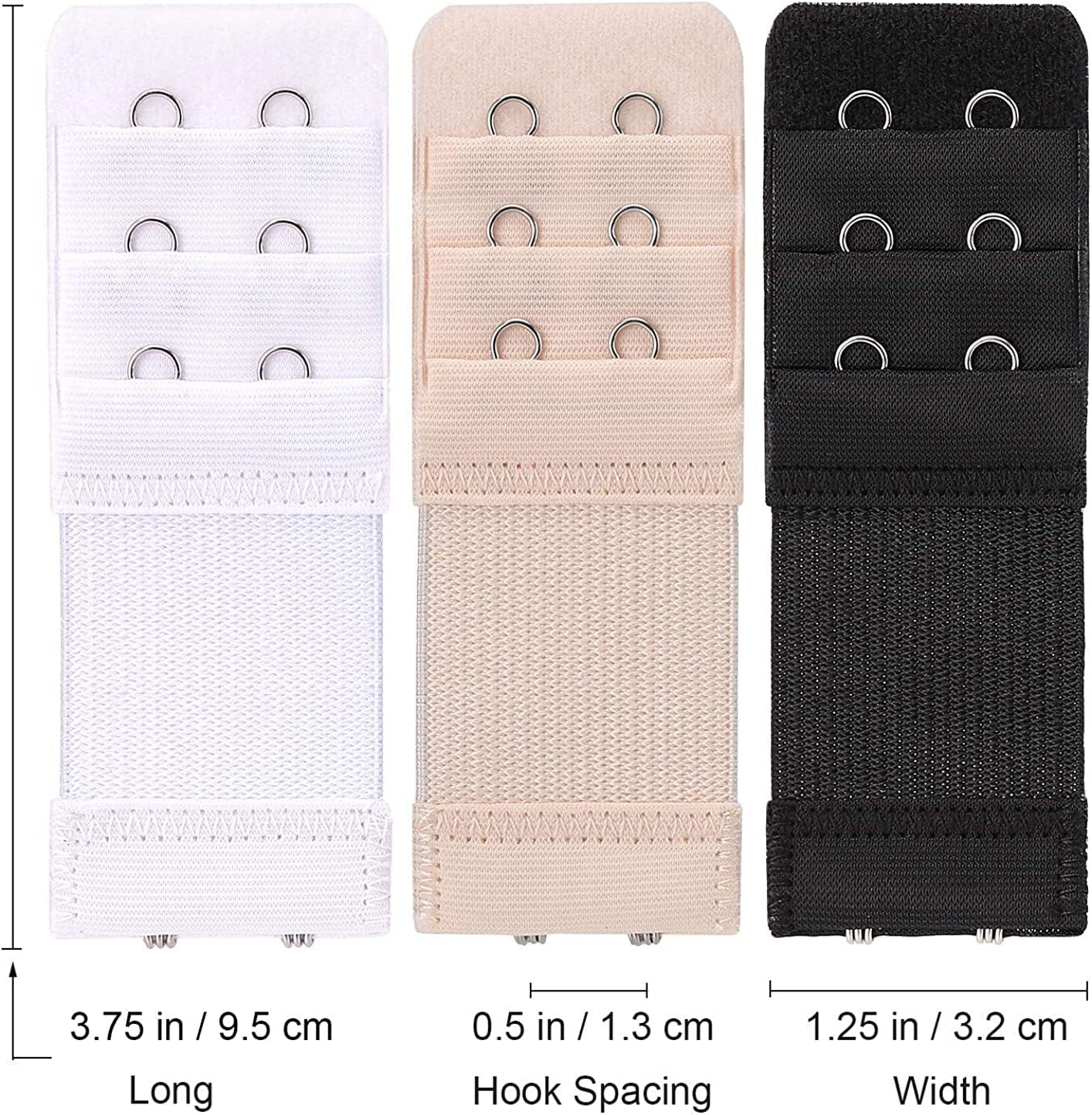 6 Pieces Women'S Soft Comfortable Elastic Bra Extenders Bra Extension Strap 2 Hook 3 Row Lady'S Bra Extender Bra Band