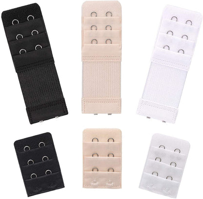 6 Pieces Women'S Soft Comfortable Elastic Bra Extenders Bra Extension Strap 2 Hook 3 Row Lady'S Bra Extender Bra Band Multicolors+noelastic