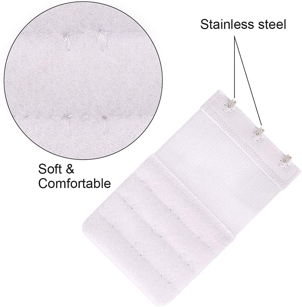 6 Pieces Women'S Soft Comfortable Elastic Bra Extenders Bra Extension Strap 3 Hook 3 Row Lady'S Bra Extender Bra Band