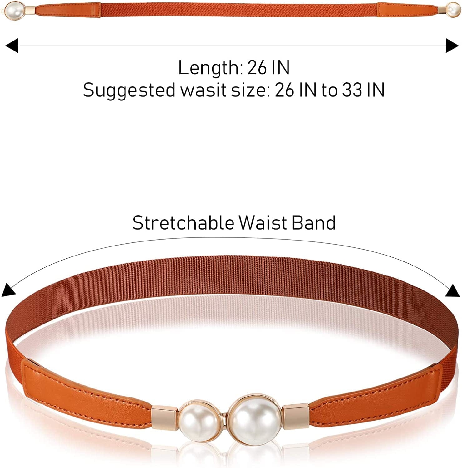 6 Pieces Women Skinny Waist Belts Stretch Waist Buckle Belts Thin Elastic Waist Cinch Belts Retro Faux Leather Waist Band with Metal Buckle for Women Girls Apparel & Accessories > Clothing Accessories > Belts Geyoga   