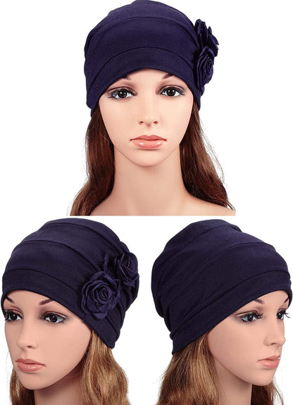 6 Pieces Women Turban Flower Caps Vintage Beanie Headscarf Elastic Headwrap Hat Apparel & Accessories > Clothing Accessories > Headwear SATINIOR   