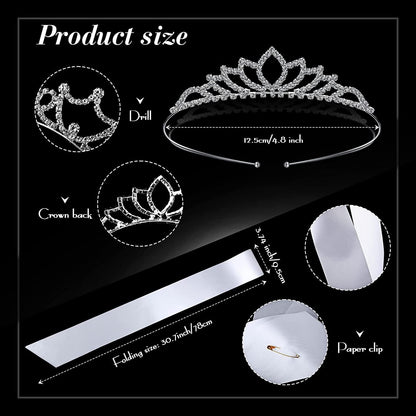 6 Set Sashes for Pageants Prom Queen Crown Blank Sashes Rhinestones Tiara Satin Sash for Wedding Prom Party Decorations DIY Apparel & Accessories > Clothing Accessories > Sashes Juinte   