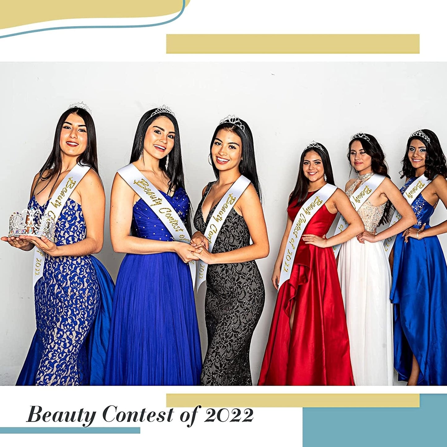 6 Set Sashes for Pageants Prom Queen Crown Blank Sashes Rhinestones Tiara Satin Sash for Wedding Prom Party Decorations DIY Apparel & Accessories > Clothing Accessories > Sashes Juinte   