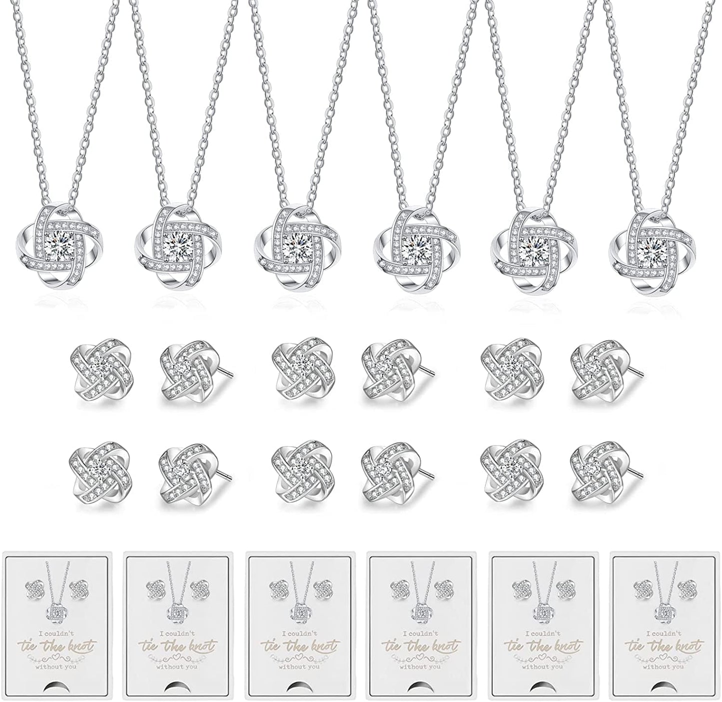 6 Sets Bridesmaid Proposal Gifts Teardrop Jewelry Set for Bridal Bridesmaid Necklace Earring Set for Wedding Jewelry Set for Women Girls G-Jewelry set silver