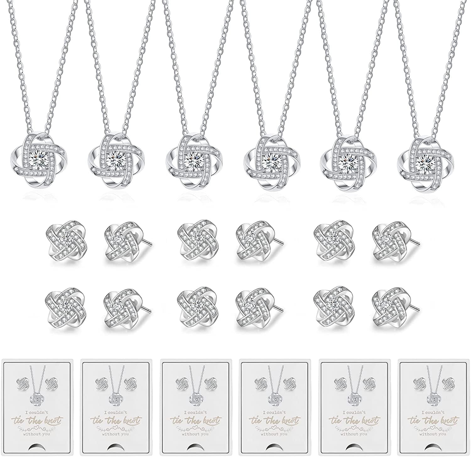 6 Sets Bridesmaid Proposal Gifts Teardrop Jewelry Set for Bridal Bridesmaid Necklace Earring Set for Wedding Jewelry Set for Women Girls G-Jewelry set silver