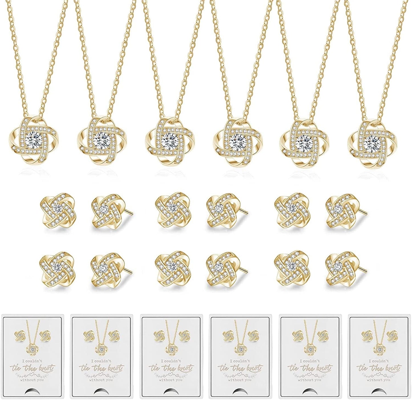 6 Sets Bridesmaid Proposal Gifts Teardrop Jewelry Set for Bridal Bridesmaid Necklace Earring Set for Wedding Jewelry Set for Women Girls H-Jewelry set gold