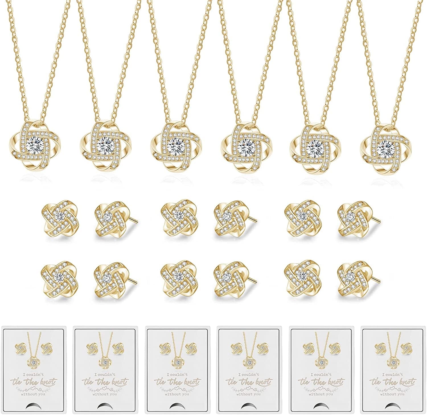 6 Sets Bridesmaid Proposal Gifts Teardrop Jewelry Set for Bridal Bridesmaid Necklace Earring Set for Wedding Jewelry Set for Women Girls H-Jewelry set gold