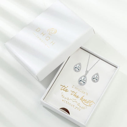 6 Sets Bridesmaid Proposal Gifts Teardrop Jewelry Set for Bridal Bridesmaid Necklace Earring Set for Wedding Jewelry Set for Women Girls