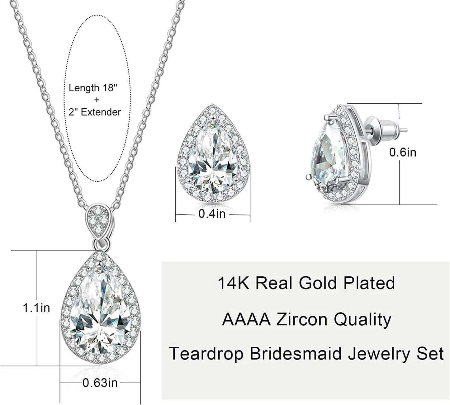 6 Sets Bridesmaid Proposal Gifts Teardrop Jewelry Set for Bridal Bridesmaid Necklace Earring Set for Wedding Jewelry Set for Women Girls