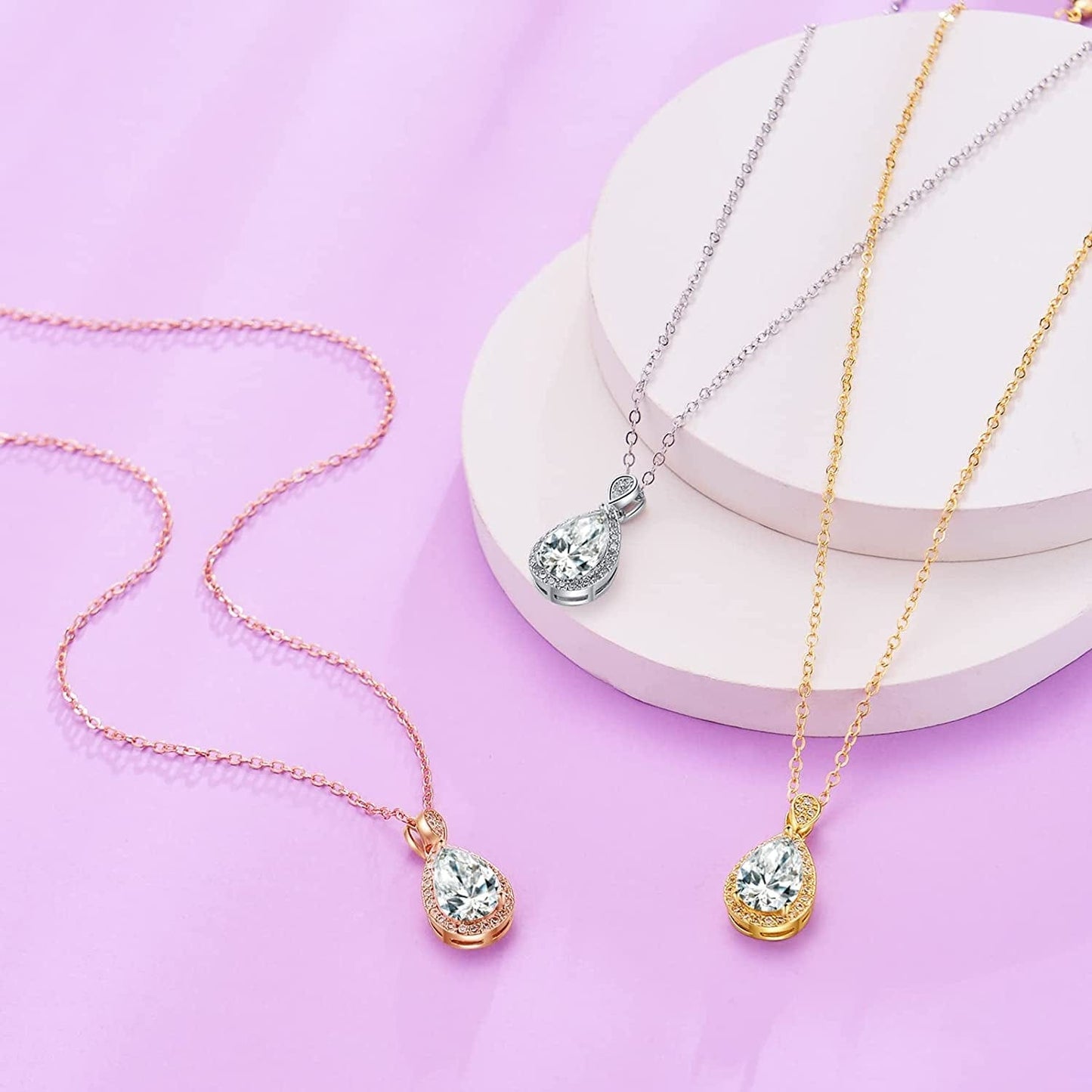 6 Sets Bridesmaid Proposal Gifts Teardrop Jewelry Set for Bridal Bridesmaid Necklace Earring Set for Wedding Jewelry Set for Women Girls